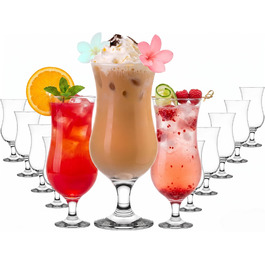 Набір келихів для коктейлів PLATINUX 400 мл (12 шт) - Longdrink, Hurricane, для вечірок, прозорі скляні келихи