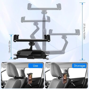 Тримач для планшета в авто UMILKI: універсальний, 360° обертання, для iPad, Samsung, Switch та смартфонів (4.7-13 дюймів)