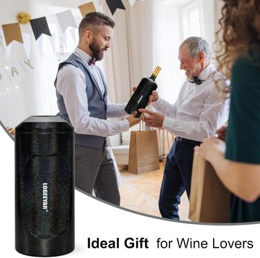 Охолоджувач для вина з кришкою, 750 мл, з нержавіючої сталі, для вина, шампанського, секту, для відпочинку на природі, подарунок для поціновувачів вина, білий (чорний райдужний)