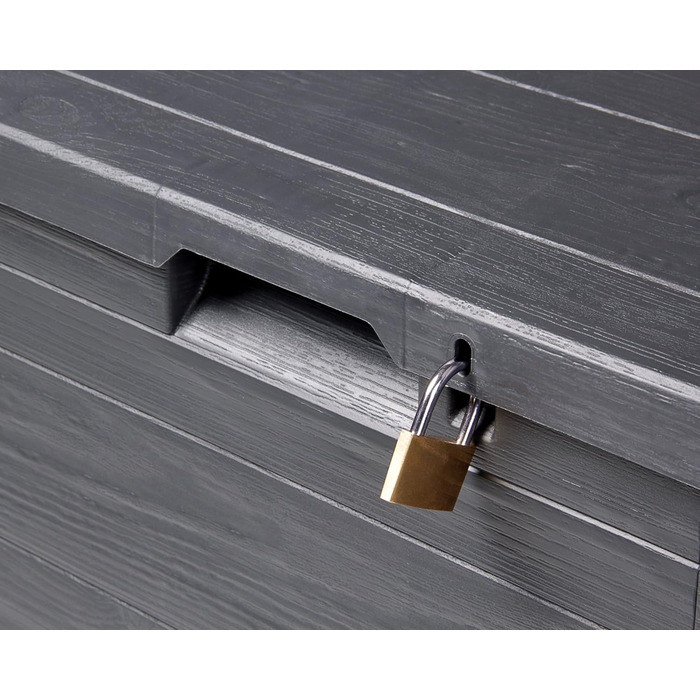 Скриня для зберігання Ondis24 Madera Mini 90 л, дерев'яний дизайн, з замком, для подушок, антрацит