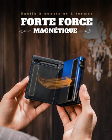 Портмоне чоловіче DODENSHA MagSnap Slim з відділом для монет, RFID захистом, на 10+ карт, чорно-червоне (чорно-синій)