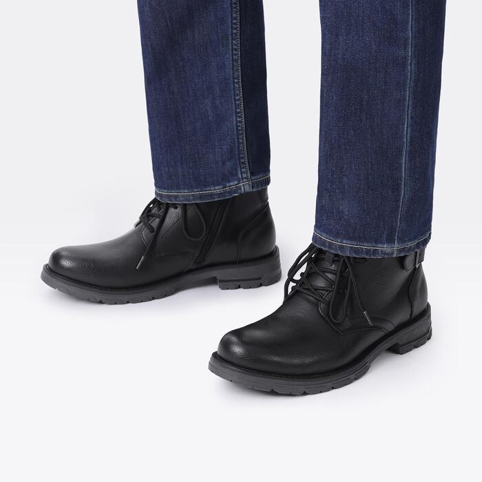 Черевики мотоциклетні Bruno Marc чоловічі Combat на шнурівці з блискавкою та зружною устілкою, 44 EU, чорні