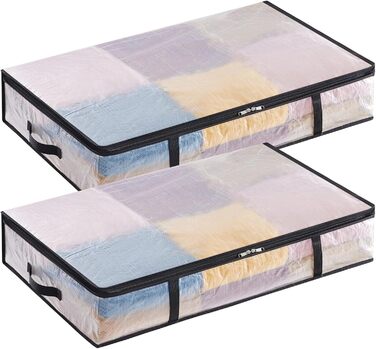 Органайзер для зберігання під ліжком LifeWit, 60л, 2 шт. Прозора пластикова коробка для постільної білизни, одягу, ковдр з міцною ручкою