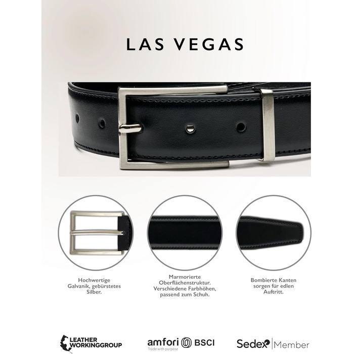 Чоловічий шкіряний ремінь FENIX LAS VEGAS з пряжкою, регульований, колір Jet Black, розмір 105
