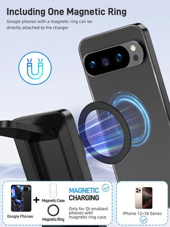 Магнітна зарядна станція 3-в-1 для Google Pixel Watch 3/2, Pixel 10/Pro/XL, 9/Pro/XL та Pixel Buds. Бездротовий зарядний пристрій Magsafe, складаний, для подорожей.