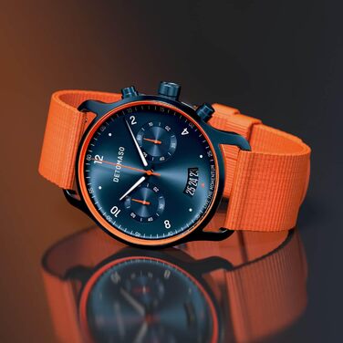 Годинник чоловічий DeTomaso SORPASSO Velocita Blau Orange з нейлоновим ремінцем