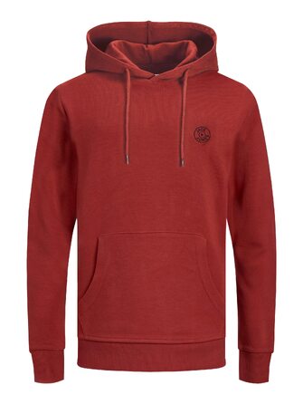 Чоловіча толстовка-худі з капюшоном JACK & JONES Jjebasic ogo Sweat Hood Noos, червона (Red Dahlia), розмір XS
