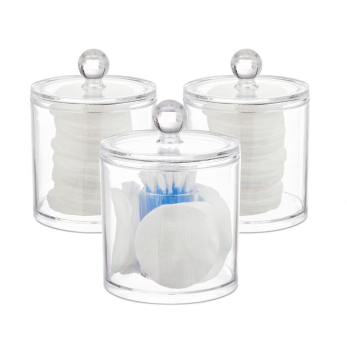 Relaxdays Cotton Swab Storage Set of 3