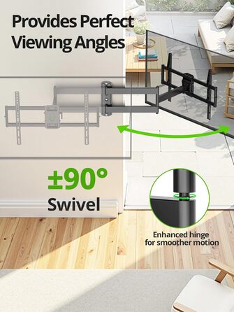 Кріплення для телевізора USX MOUNT на стіну з подовженою балкою, для LCD/LED/OLED телевізорів 37-80 дюймів, витягування 814 мм, регульоване нахилом та поворотне на 180°, VESA до 600x400 мм, вантажопідйомність до 45 кг, ідеально для кутового монтажу