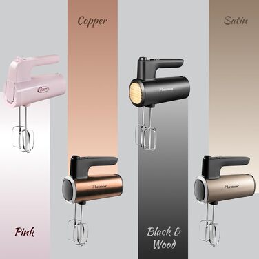 Міксер ручний Bestron Power з 6 швидкостями, Turbo-функцією та LCD-дисплеєм. В комплекті: 2 вінчики та 2 гаки для тіста. Легкий (1 кг), колір: чорний/дерево