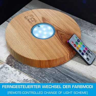 Kaya Shisha LED Coaster, with LED and Remote Control, Hookah Accessories (Ashwood, Ø 22cm)