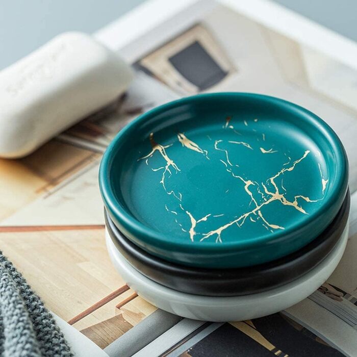 Керамічна мильниця FülleMore, імітація мармуру, 11.2x2.2 см, зелена