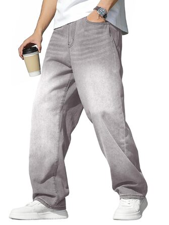 Джинси чоловічі JMIERR Baggy широкі, еластичні, вінтаж Y2K, світло-сірі, 3XL