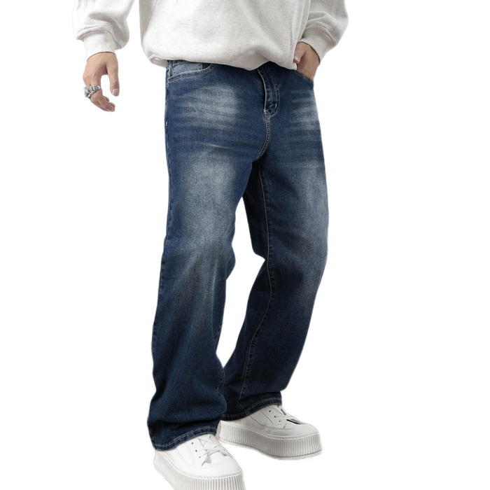 Чоловічі широкі джинси JMIERR Baggy Y2K Denim Streetwear Raw Loose Fit Hip Hop XXL темно-сині