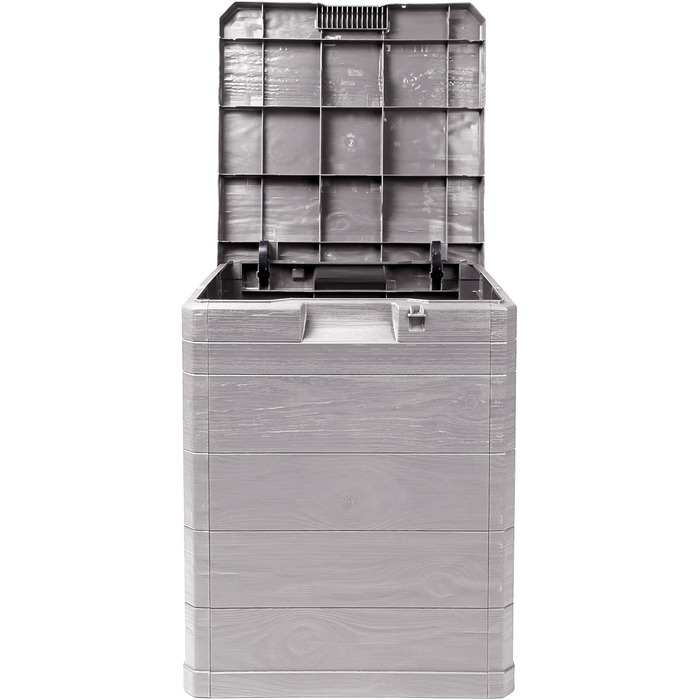 Скриня для зберігання Ondis24 Madera Mini 90 л, дерев'яна текстура, з можливістю замикання, теплий сірий колір, бокс для подушок