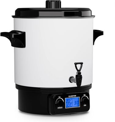 Klarstein Biggie Small - Canning Machine, Canning Pot, Preserving Pot, Mulled Wine Maker, electric, 16L capacity, 2000 watts, adjustable temperature, timer up to 120 minutes, (White, 27 Liter (digital))