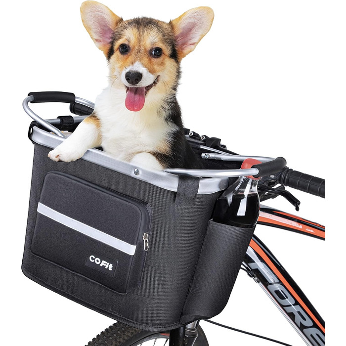 Складаний велосипедний кошик COFIT з бічними кишенями (чорний)
