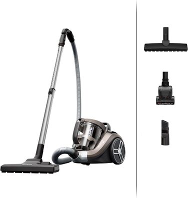 Пилосос Rowenta Compact Power XXL Animal без мішка, 900 Вт, 3-рівнева фільтрація, великий об’єм, радіус 8,8 м, насадки для шерсті тварин, паркету та щілин, бронзовий