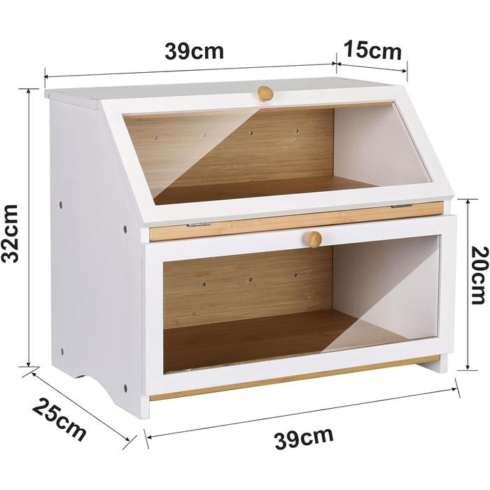 Чорний контейнер для хліба Leader Accessories з бамбука, 2 яруси, 32x32x34 см