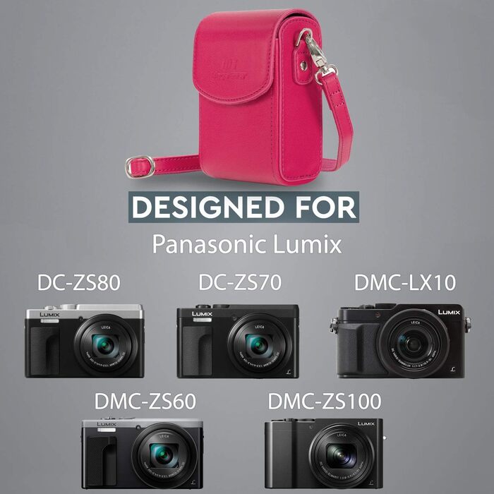 Чохол для фотоапарата MegaGear Panasonic Lumix DC-ZS70/LX10/ZS60/ZS100/LX15/TZ95/TZ90/TZ80/TZ100 шкіряний рожевий