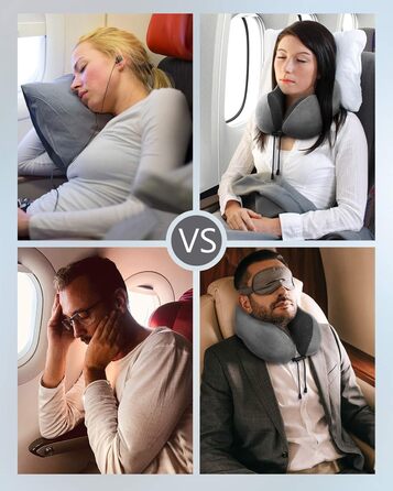 Подушка для шиї Homiee для подорожей: зручна, ергономічна, з memory foam, для автомобіля, літака, доросла (сіра)