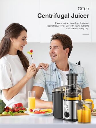 Електричний соковитискач QCen: нержавіюча сталь, BPA-free, 500W, для фруктів та овочів