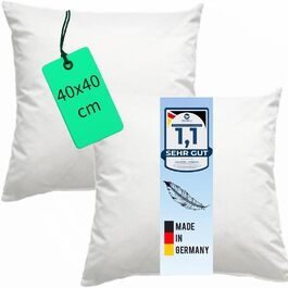 Пухова подушка 40x40 см 2 шт. з наповнювачем 300 г, чохол 100% бавовна, внутрішня подушка, сертифікат Öko-Tex