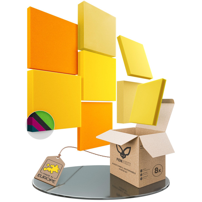 Акустичні панелі для поглинання шуму Sunny Shades, набір 8 шт, квадратні 3D панелі для стін, виготовлено в ЄС