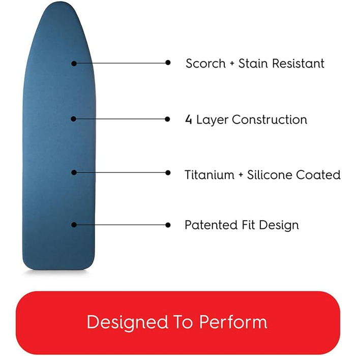 Padded Premium Ironing Board Cover with Titan Silicone Coated Technology, with Thick Multi Padding in Various Sizes 15 x 48 inches Blue