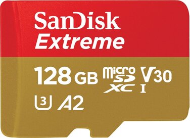 Карта пам'яті SanDisk 128GB Extreme microSDXC UHS-I з адаптером, швидкість читання до 190 МБ/с