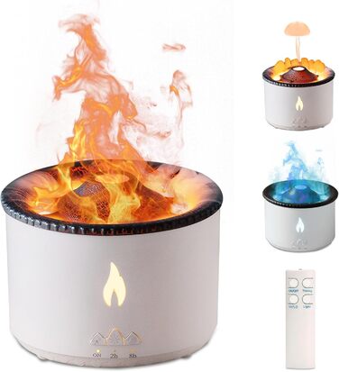 Vulkan Humidifier Flame Aroma Diffuser: 360ml Aromatherapy Humidifier 2 Mist Modes Humidifier Remote Control Oil Cold Mist Diffuser with Night Light for Home, Gym