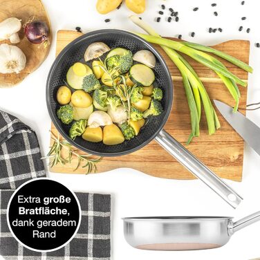 Сковорода Moritz & Moritz антипригарна 28 см індукційна з керамічним покриттям та стільниковою структурою. Сковорода з нержавіючої сталі з високими бортами для всіх типів плит (без кришки, діаметр 28 см)