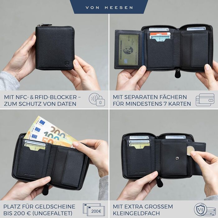 Шкіряний гаманець з RFID-захистом для чоловіків і жінок, портмоне з монетницею, коньячно-коричневий