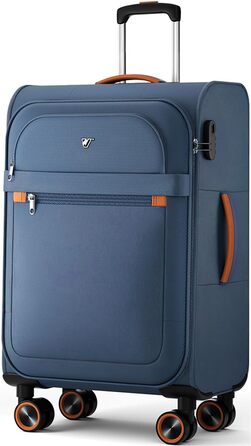 Великий валіза на колесах 78x48x30 см, тканинний, з кодовим замком, 109 літрів, блакитний