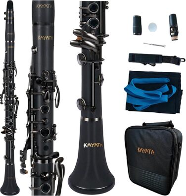 Кларинет KAYATA B з чорним ебонітовим корпусом, нікельовані клавіші, регульована підставка для великого пальця, кейс Deluxe Canvas чорний, нікель