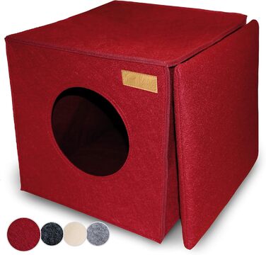 Кігтечка-будиночок для котів з фетру для полиць IKEA Kallax/Expedit, червона, для 2 котів