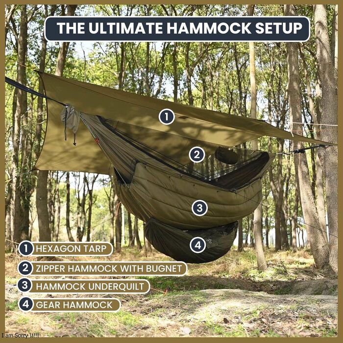Onewind Premium 11' Camping Zippered Hammock, Single Portable Hammock with Mosquito Net and Tree Straps for Travel, Camping, Backpacking, and Hiking...