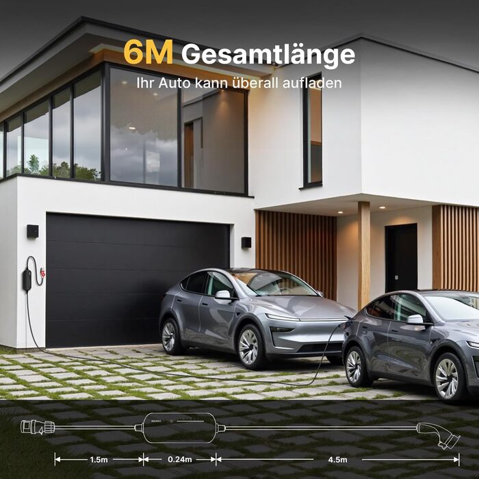 Morec Mobile Wallbox 11kW Type 2 6-16A 380V – Портативна зарядна станція для електромобілів з CEE 16A 6м