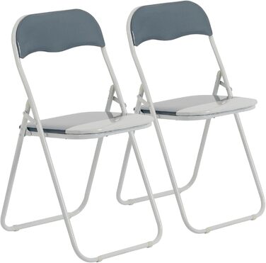 Складні стільці Harbour Housewares сірі, 2 шт, м'які, металевий каркас, для офісу, кухні, їдальні