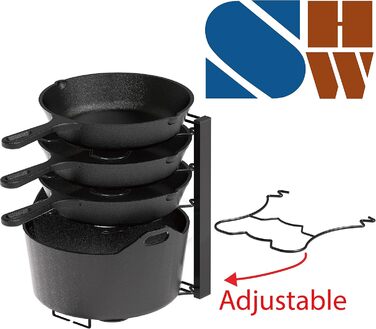 Організатор для каструль SimpleHouseware з 5 відділеннями, регульована висота, чорний