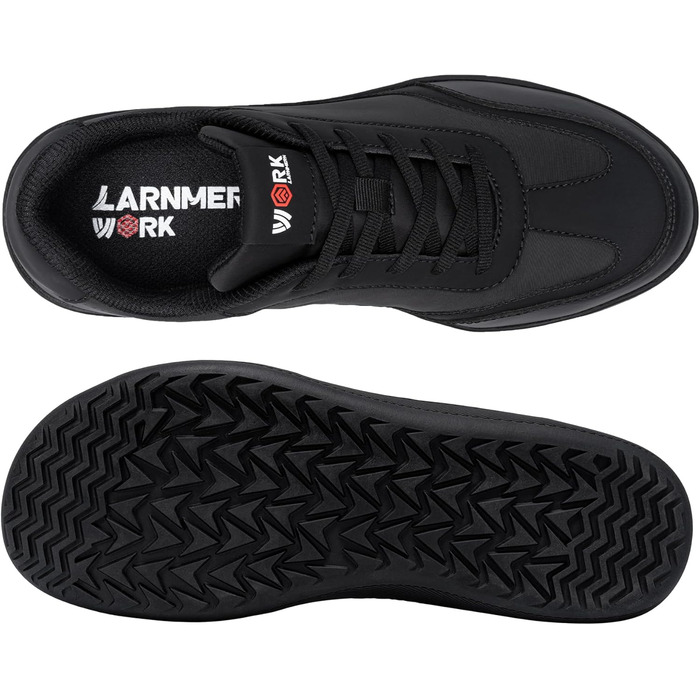 Чоловічі робочі черевики LARNMERN: неслизькі, дихаючі, з широким носком та сталевим підноском, чорні, розмір 42 EU