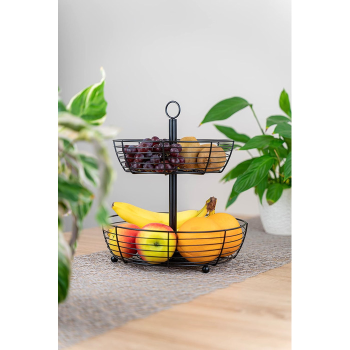 Стійка для фруктів Auroni Infinite 2 яруси, чорний матовий, діаметр 29 см, висота 33 см