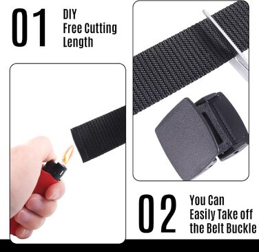 Чоловічий ремінь з нейлону, 6 шт. Регульований тканинний ремінь без пряжки, чоловічий ремінь для подорожей, роботи, активного відпочинку, туризму