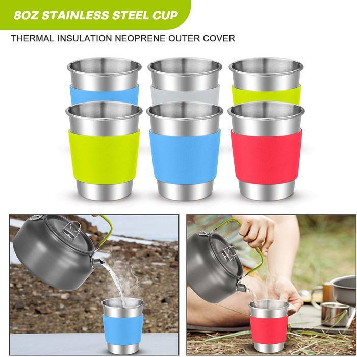 Odoland Camping Cookware Set - 6 Person Outdoor Cooking Set for Backpacking, Camping, and Picnics