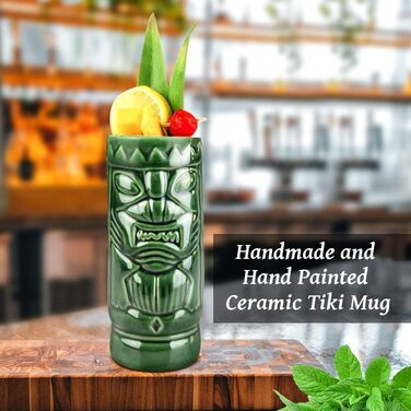 Tiki Tassen Cocktail Set with 4 Pieces – Large Ceramic Cups, Hawaiian Luau Party Cups, Drinkware, Cute Exotic Cocktail Glasses, Tiki Bar, Professional Hawaiian Party