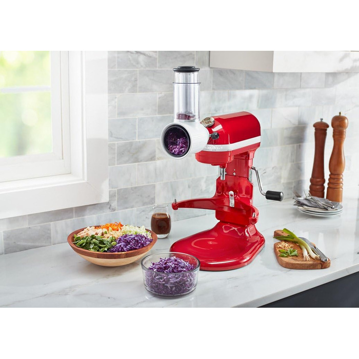 KitchenAid KSMVSA + KSMEMVSC Vegetable Chopper Set, Stainless Steel, Silver, White, 7-Piece