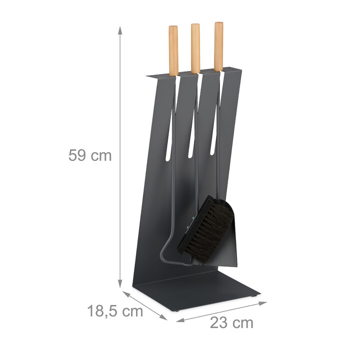 Relaxdays 4-Piece Fireplace Tool Set with Stand