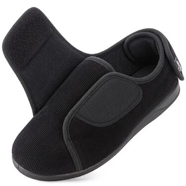 Чоловічі домашні капці HomeTop з закритою п'яткою, пам'яттюю піною (Memory Foam) та регульованою шириною на липучках, чорні, розмір 45 EU