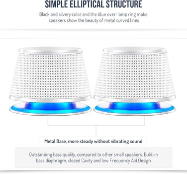 Комп'ютерні колонки Sanyun SW102, 5Wx2, стерео 2.0, USB/3.5mm, глибокий бас, білий