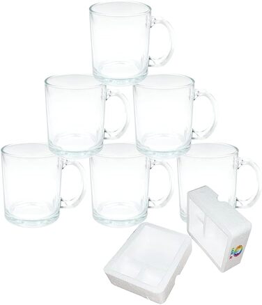 Склянка для сублімації MR.R 11oz, прозора, набір 6 шт, кухоль із ручкою для термопереносу